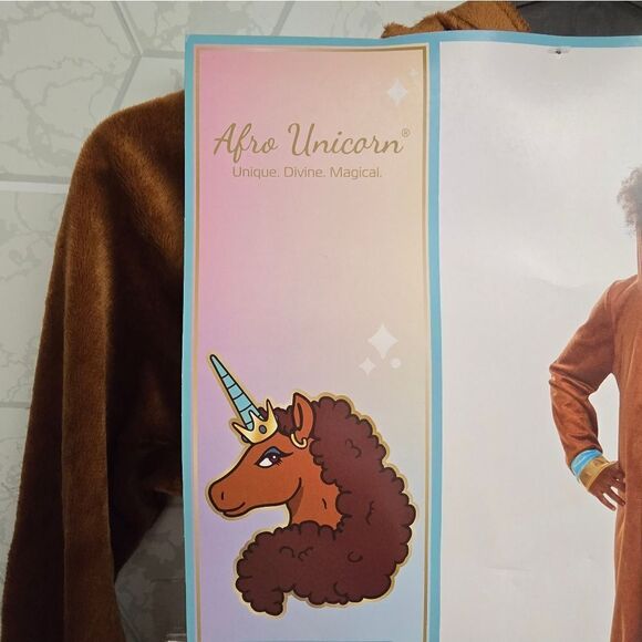 Girl's Deluxe Afro Unicorn Jumpsuit Costume - Disguise Costumes, Size S 4-6 - Picture 8 of 12